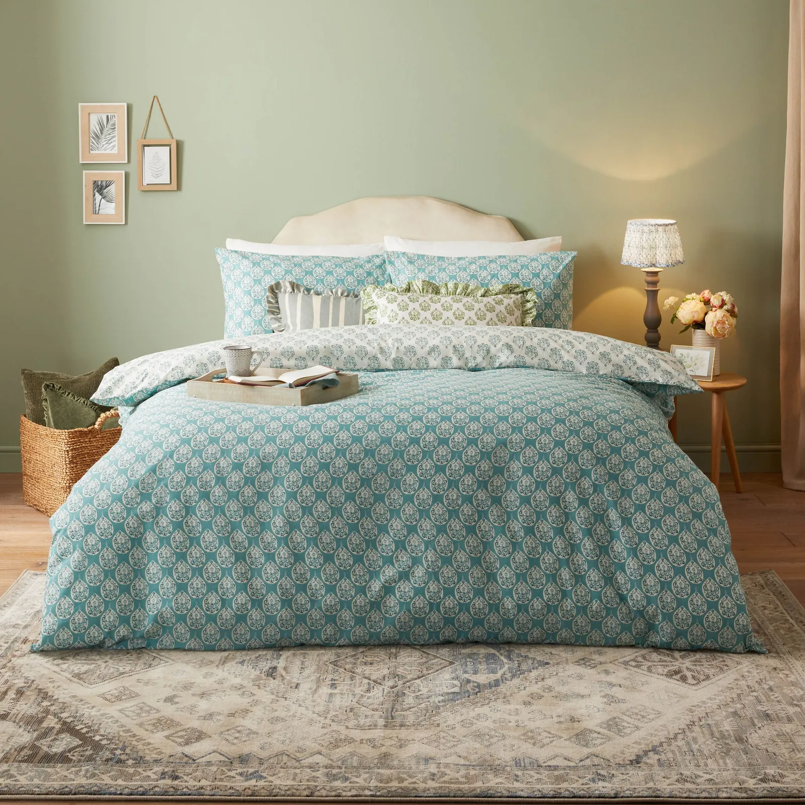 Furn Krissa Block Printed Duvet Cover Set in Blue