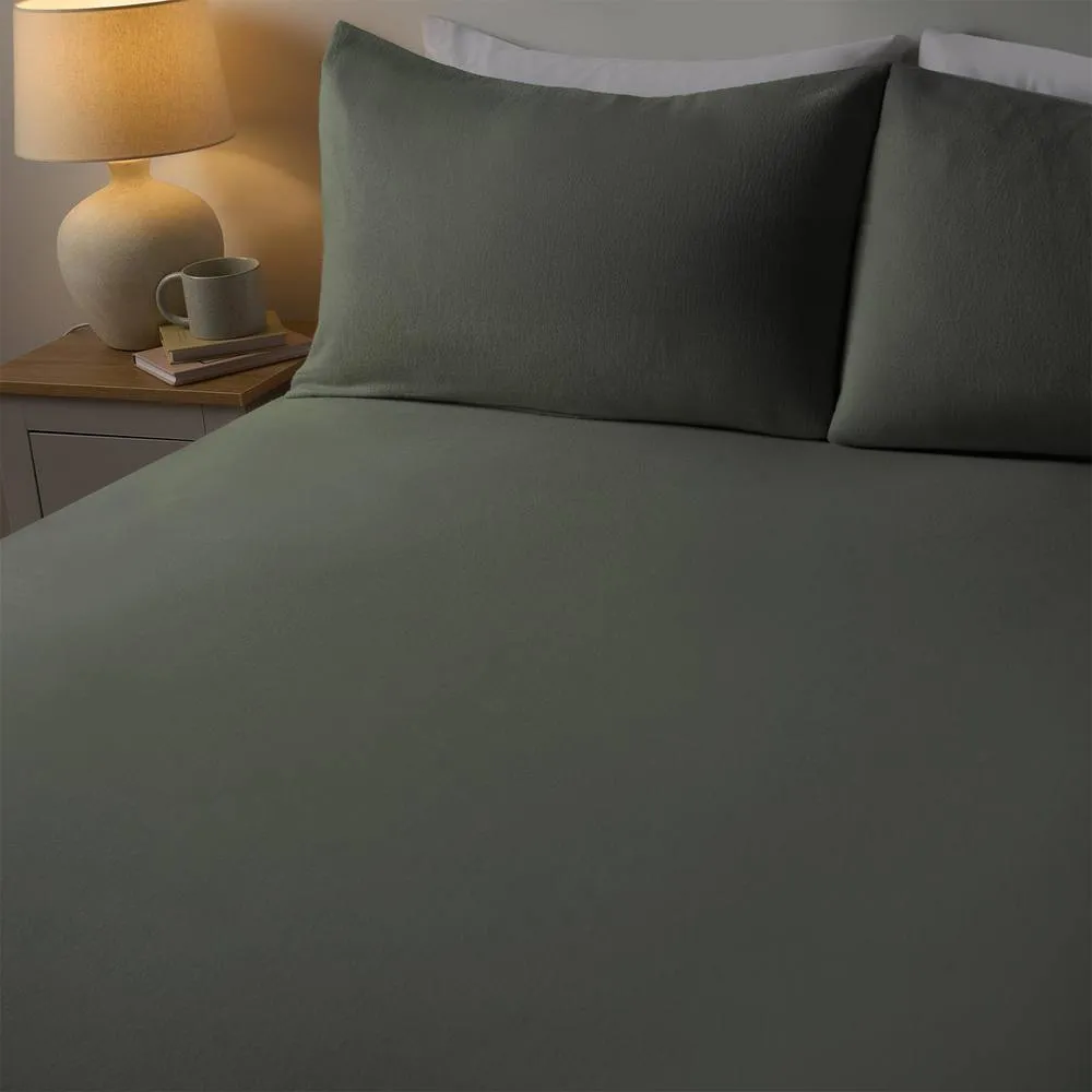 OHS Essential Brushed Cotton Soft Fitted Bed Sheet in Dark Green | Size: King Fitted