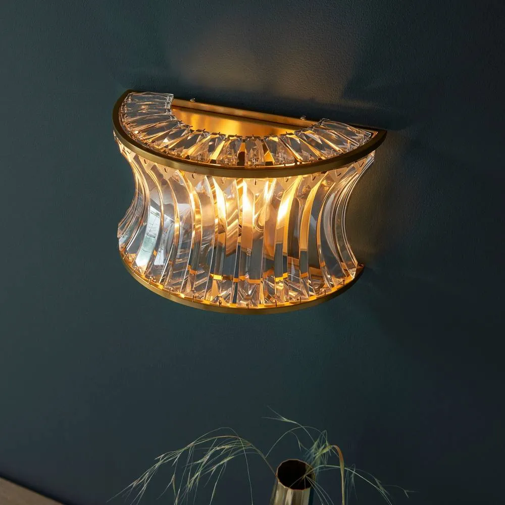 Netlighting Vittoria Wall Lamp Warm Brass Plate Crystal & Clear Glass in Yellow 5