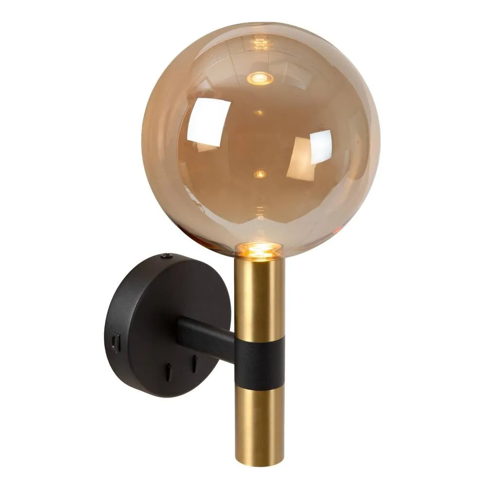 Netlighting Lucide JOSIANE Globe Wall Lights Ø 18 cm 1xG9 USB charging point Black