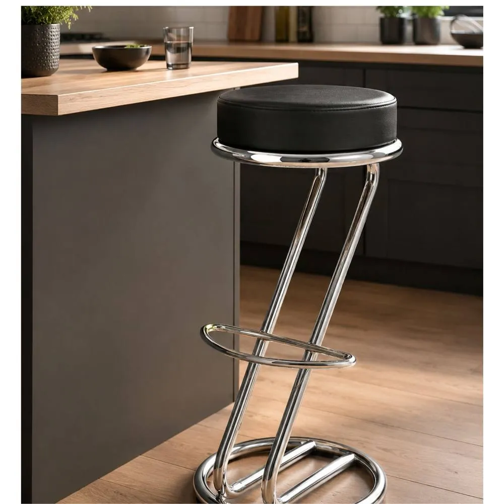 netfurniture Zazey z shaped kitchen bar stool 70cm High Black Seat 2