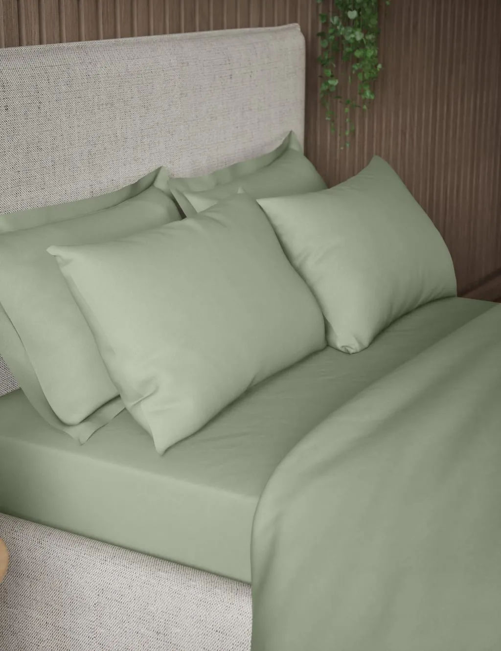 M&S 2 Pack Pure Cotton 300 Thread Count Pillowcases Sage