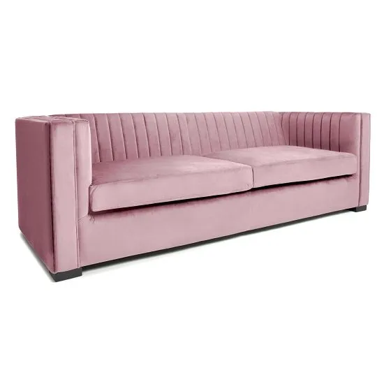 Torin 3 Seater Sofa In Pink Brushed Velvet