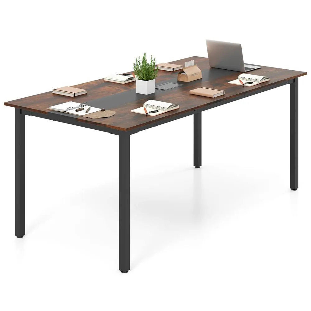 Costway 180CM Conference Room Table Rectangle Meeting Table for 8-10 People in Brown