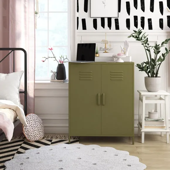 Return - Bradford 2 Door Metal Storage Cabinet, Olive 2