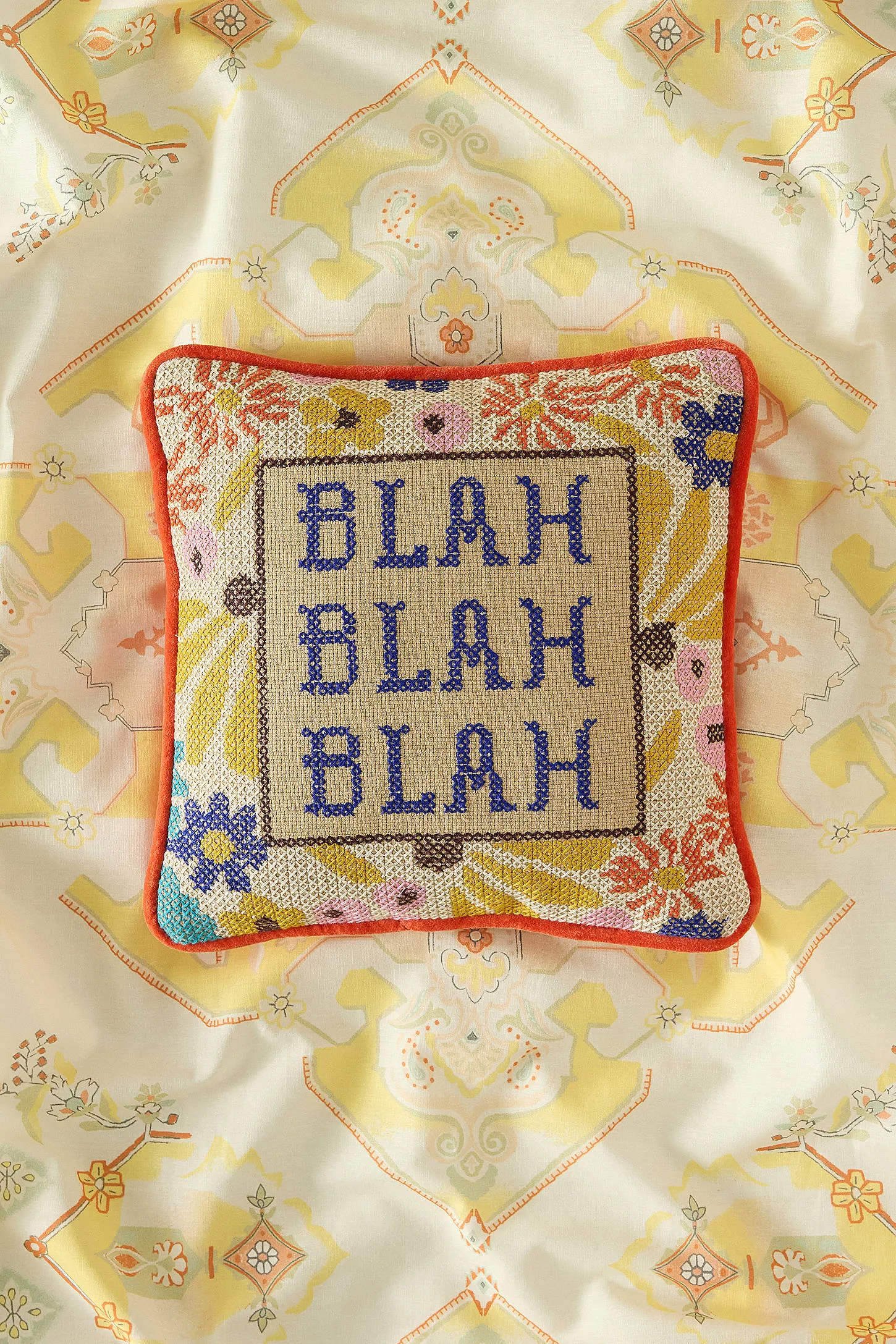Blah Blah Blah Cross-Stitch Cushion