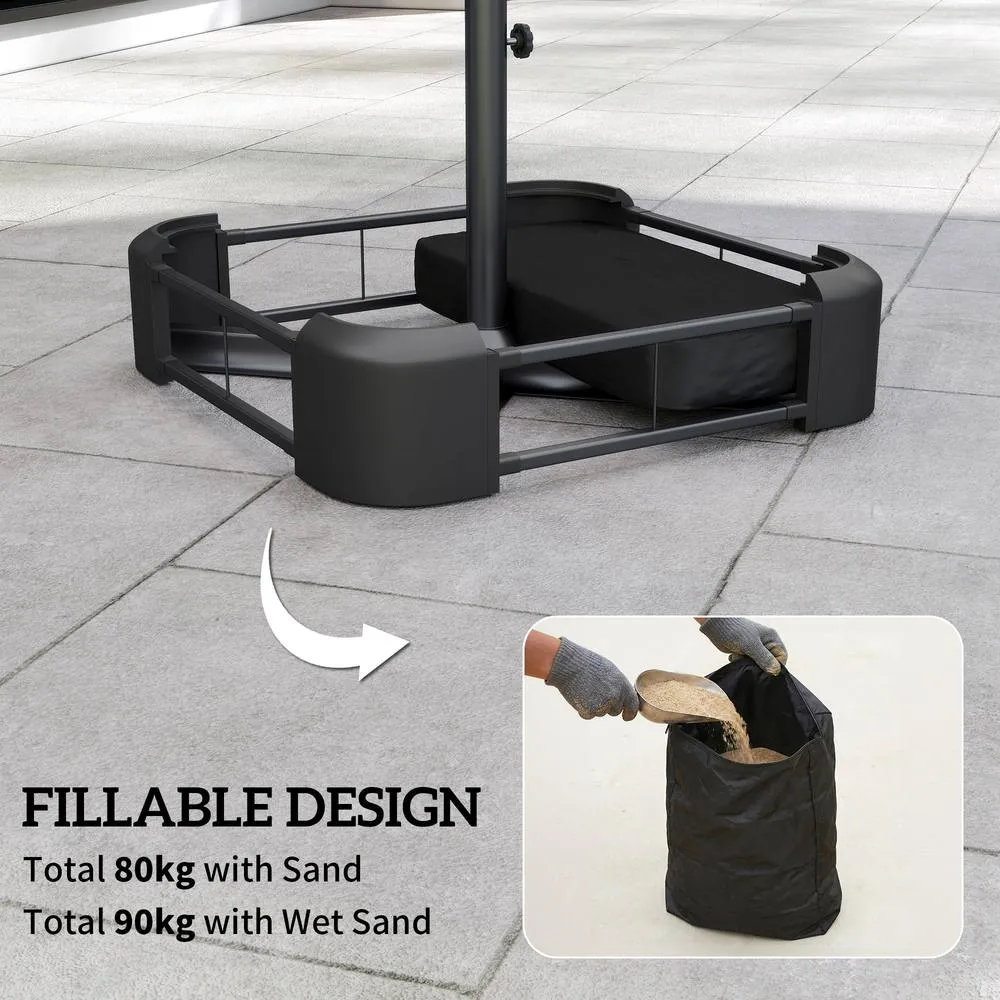 OUTSUNNY Garden Parasol Base 80 kg Sand Filled 48 mm Poles in Black 4