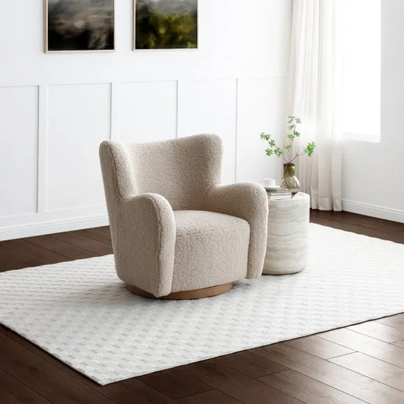 Theo Natural Borg Swivel Armchair 2