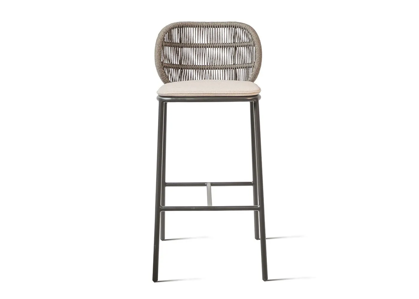 Vincent Sheppard Kodo Outdoor Barstool Fossil Grey with Almond Seat Cushion 76cm