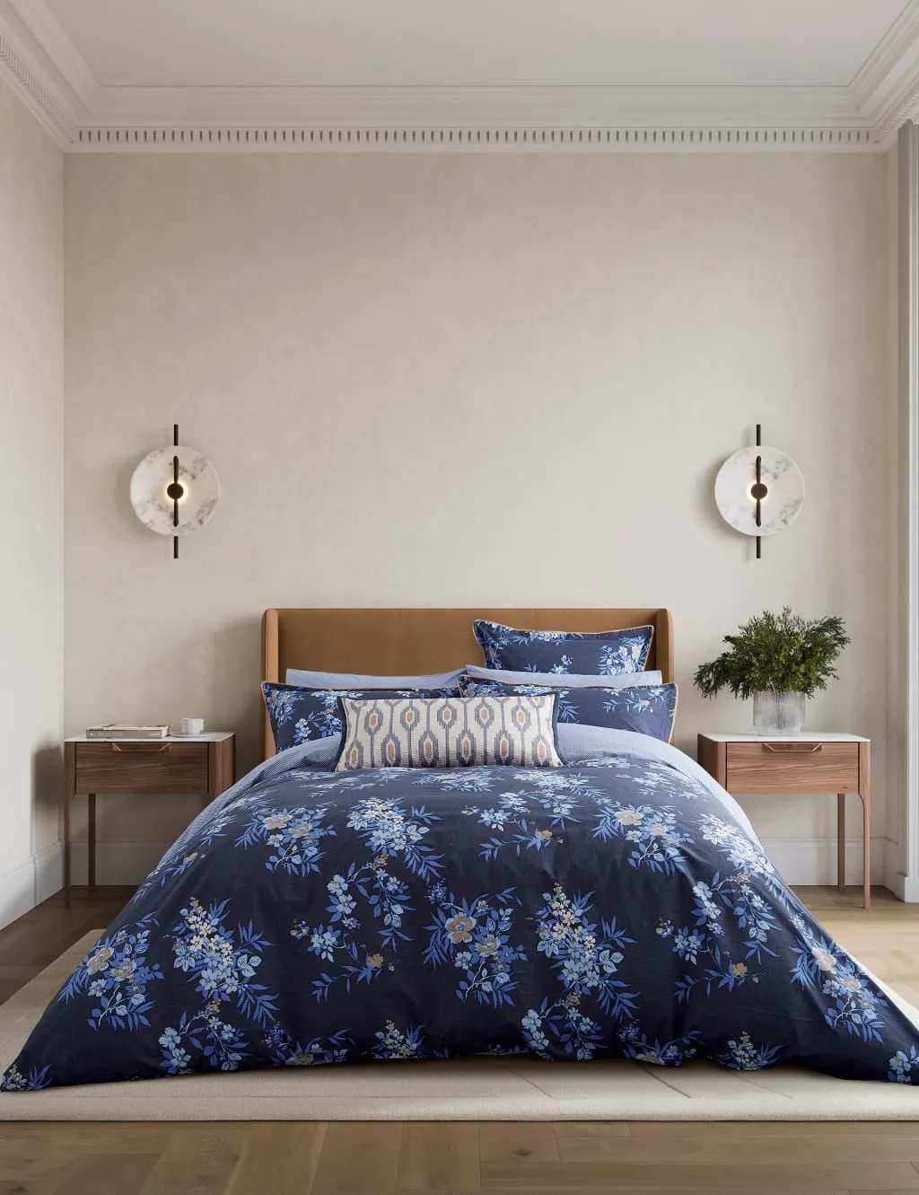 Bedeck of Belfast Pure Cotton Nahla Bedding Set Cobalt