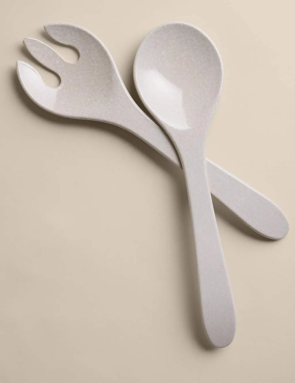 M&S Reactive Glaze Melamine Picnic Salad Servers Natural