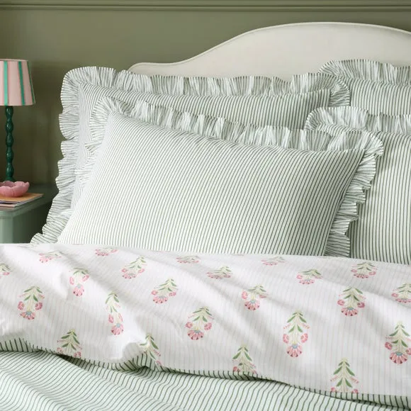 Fiorella Frilled 100% Cotton Standard Pillowcase Pair 2