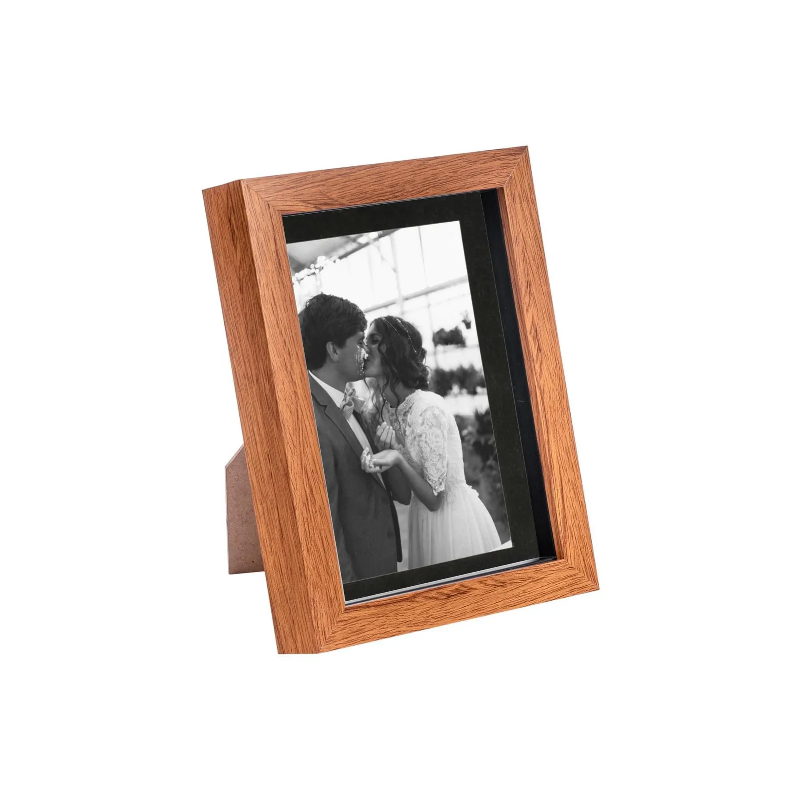 Nicola Spring 3D Box Photo Frame - 5 x 7" with 4 x 6" Mount - White Mount in Dark Brown 1