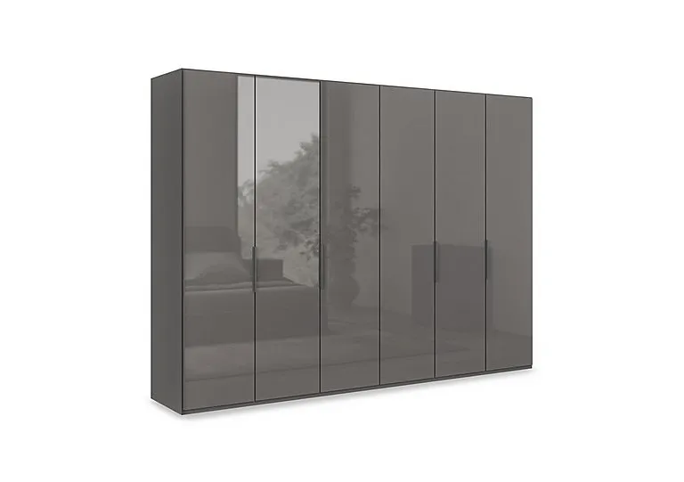 Amara 300cm 6 Door Bifold Wardrobe with Glass Doors - Lava