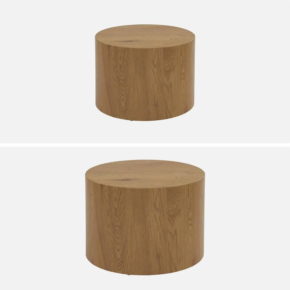 sweeek Set of 2 round nesting coffee tables wood effect in Beige 4