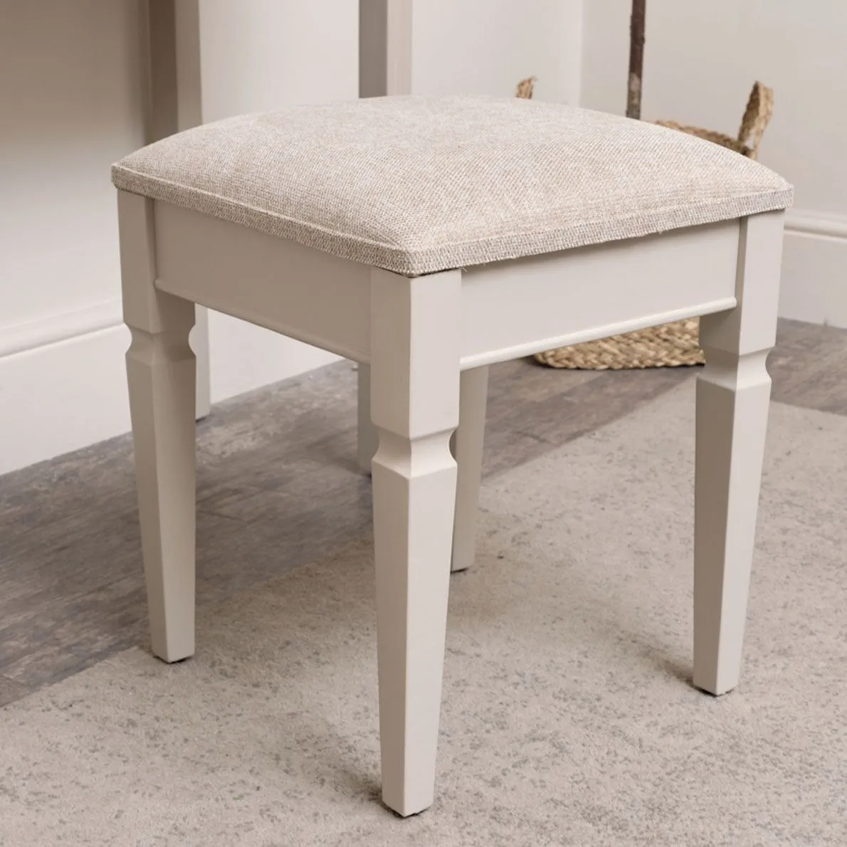 Melody Maison Taupe-Grey Cushioned Dressing Table Stool - Daventry Taupe-Grey Range in Taupe 2