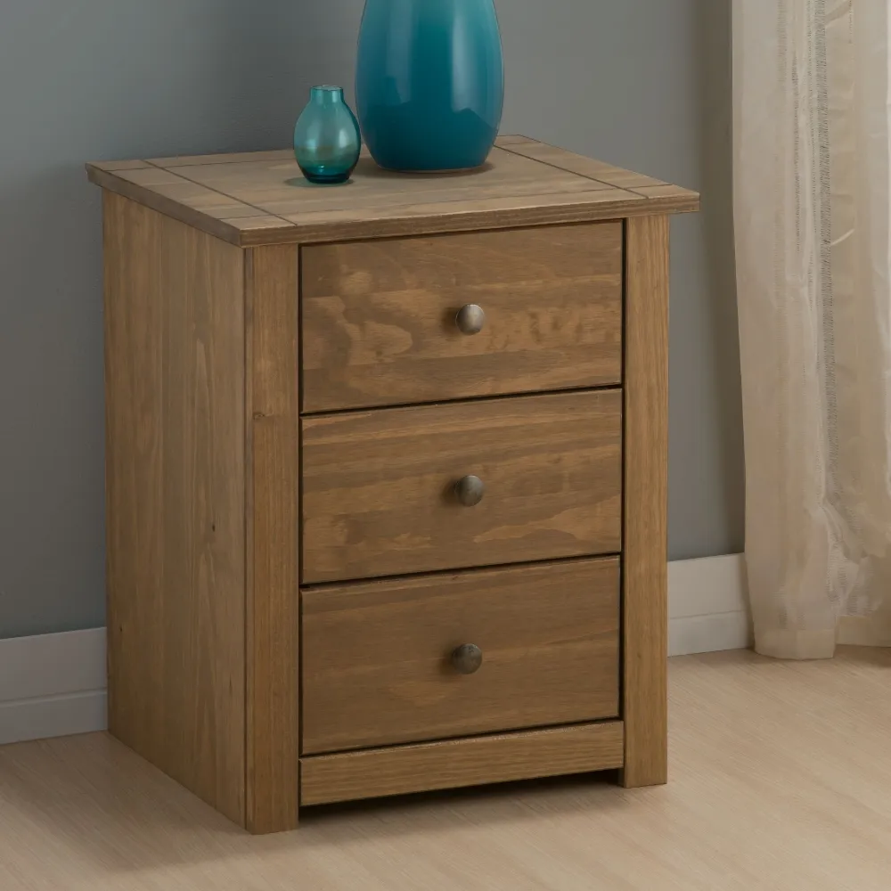 Santiago Pine 3 Drawer Bedside Table