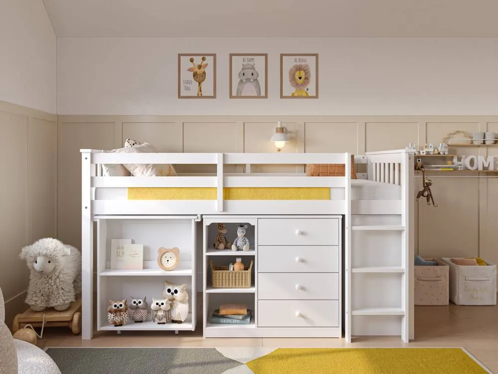 Flair Oban Single Midsleeper Cabin Bed with Desk White 3