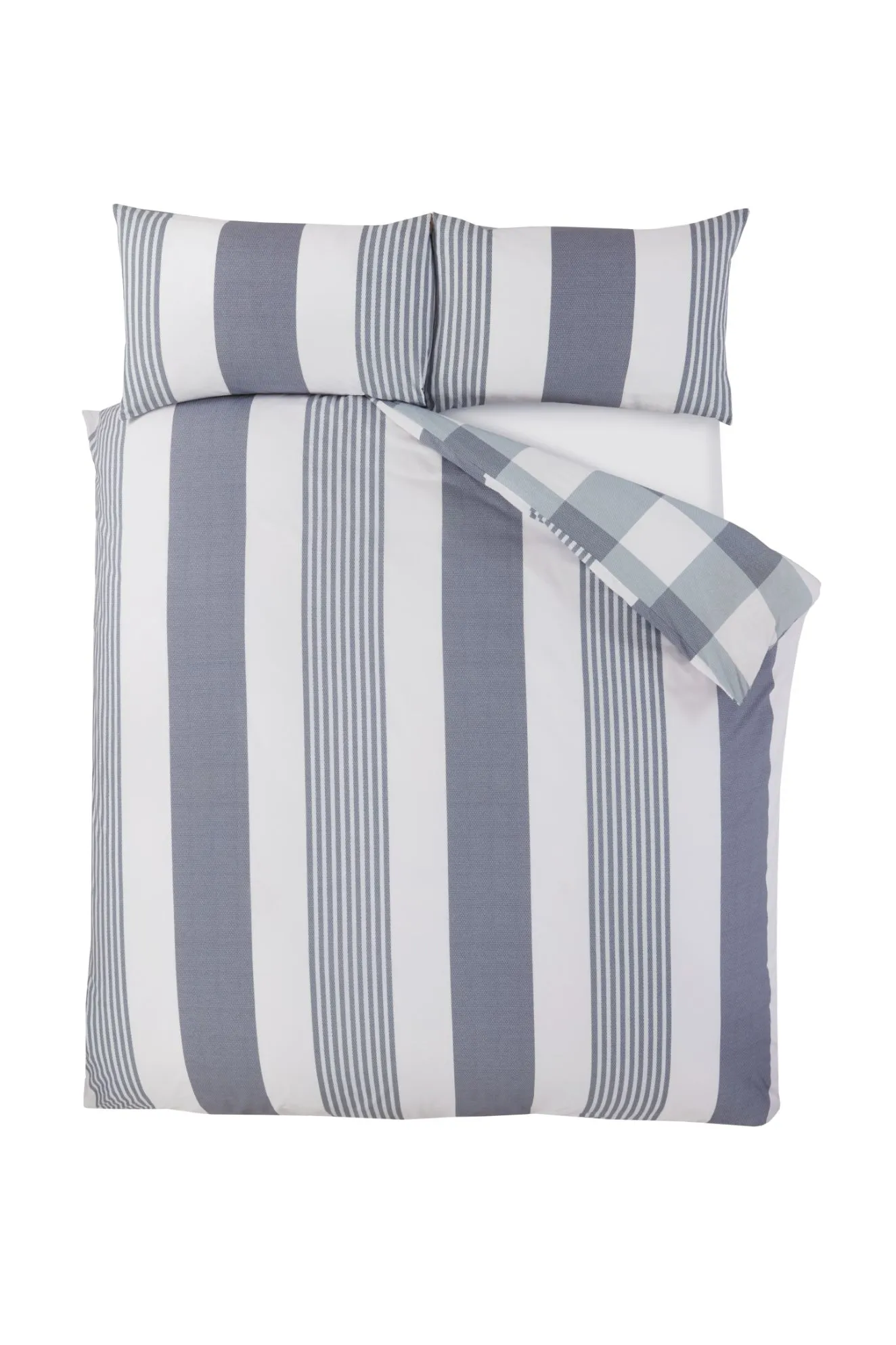 Rapport Home PH Chambray Stripe Duvet Cover Set with Pillowcase in Blue 3