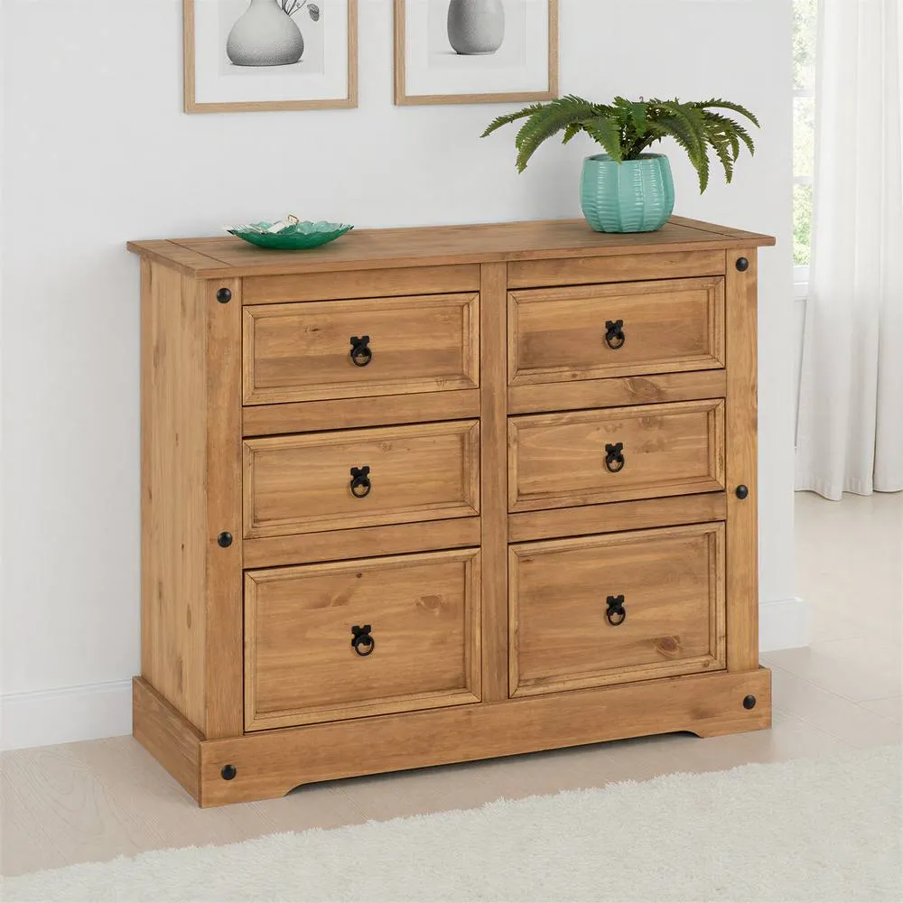 Seconique Corona Essentials 6 Drawer Chest in Natural