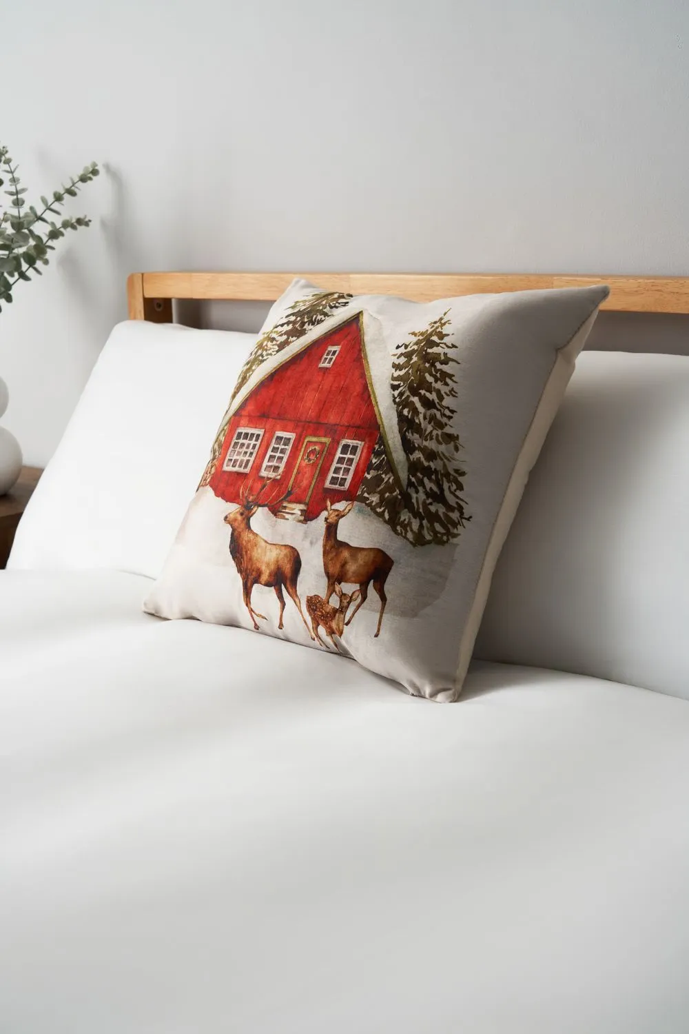 BHS Christmas Winter Home Cushion in Green