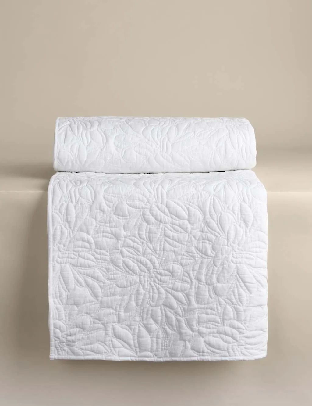 M&S Pure Cotton Floral Bedspread White