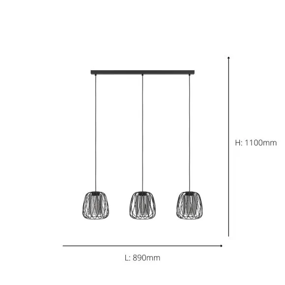 EGLO Floresta 3 Light Adjustable Diner Ceiling Light 4