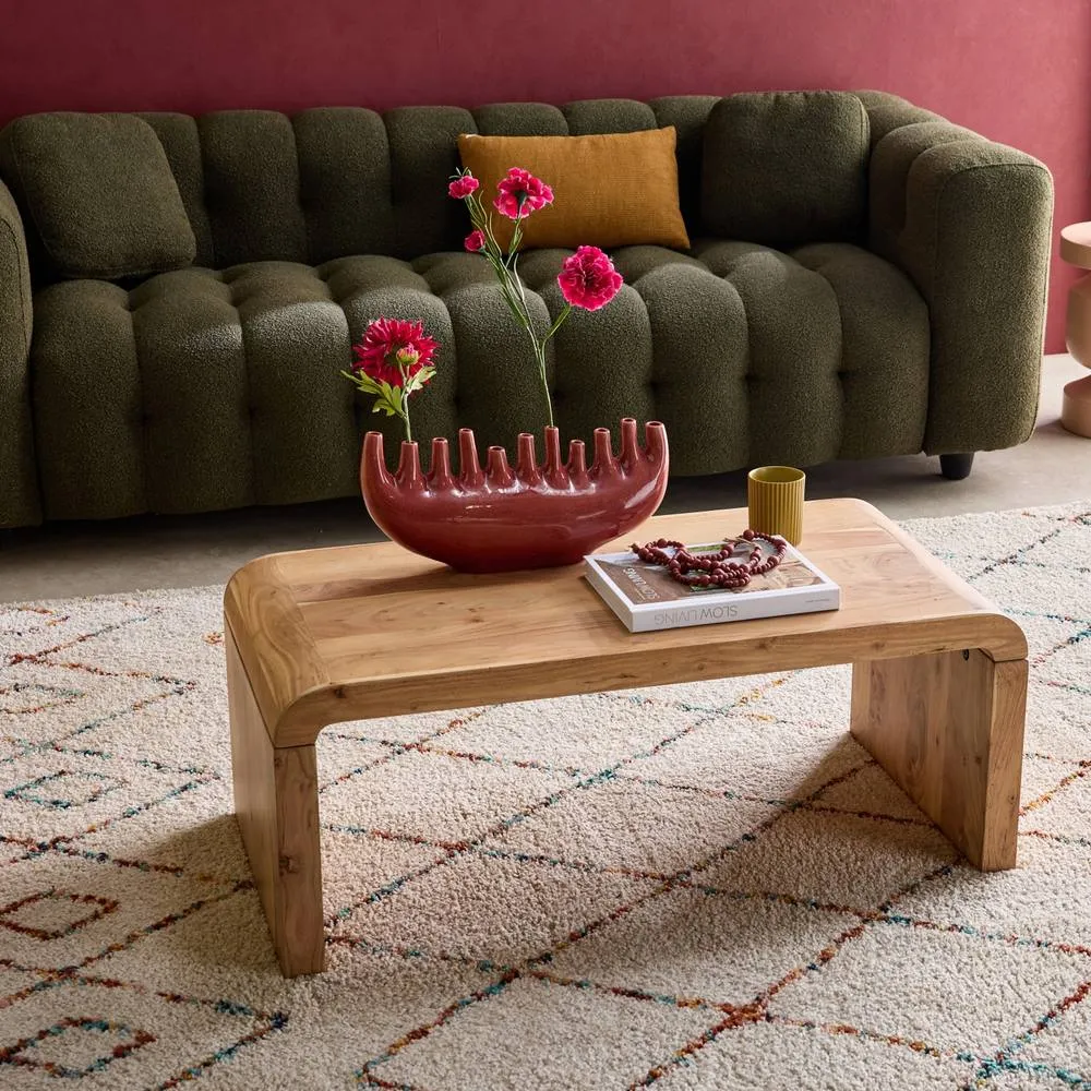 sweeek Rectangular Coffee Table Solid Acacia Wood in Light Brown 4