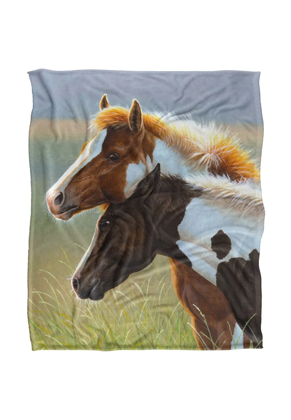 JQ Licensing Cf Two Foals Horses Silky Touch Super Soft Throw Blanket 152 X 127 cm in White