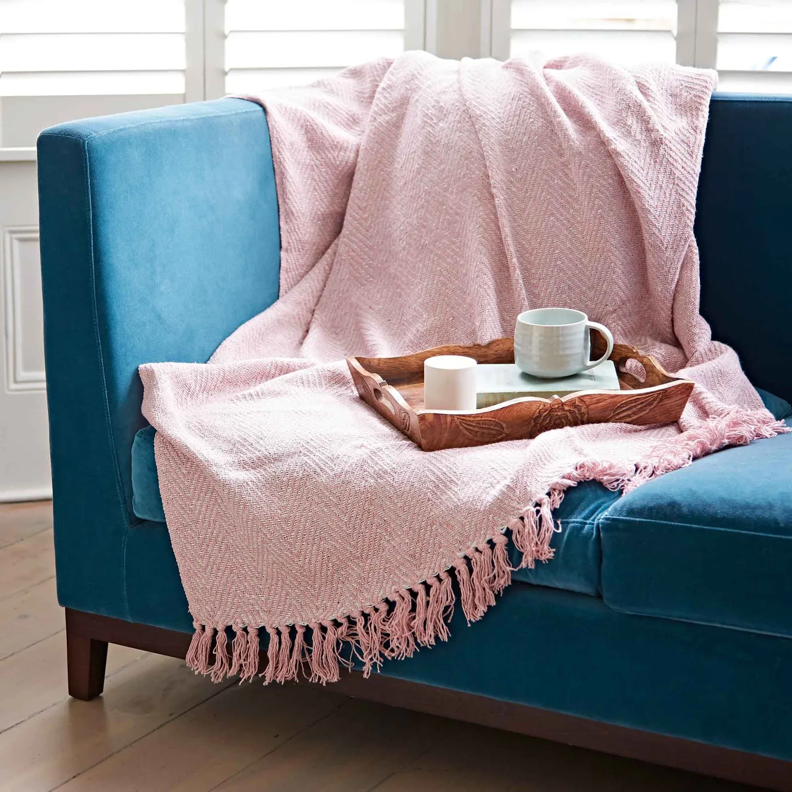 Paper High Chevron Repurposed Cotton Throw in Pink