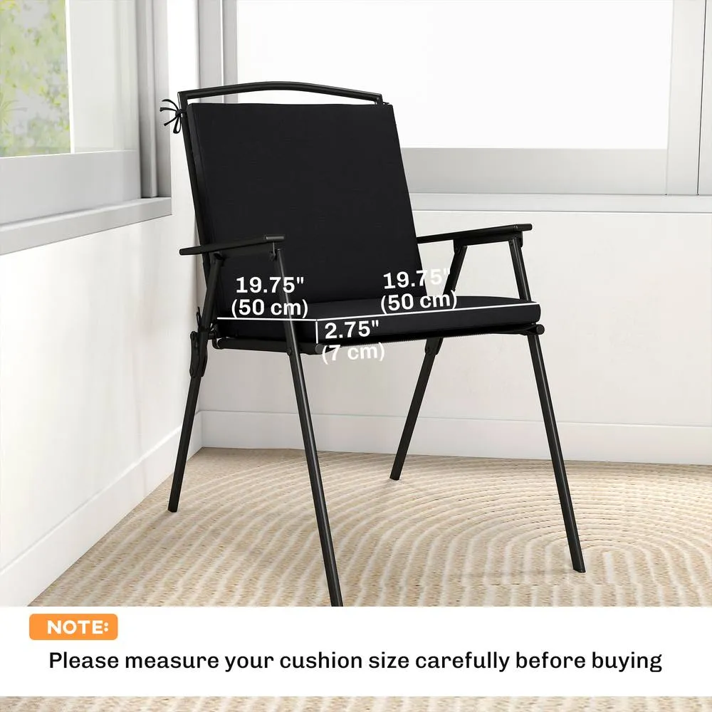 OUTSUNNY 2Pcs Garden Chair Cushions, Waterproof Seat Pads in Black 3