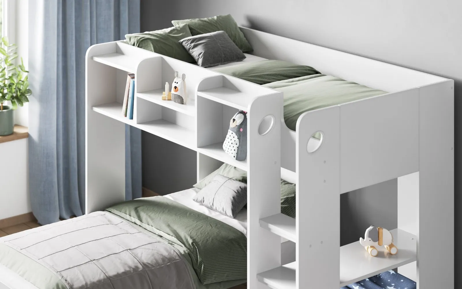 Flair Wizard L Shaped Bunk Bed in White 3