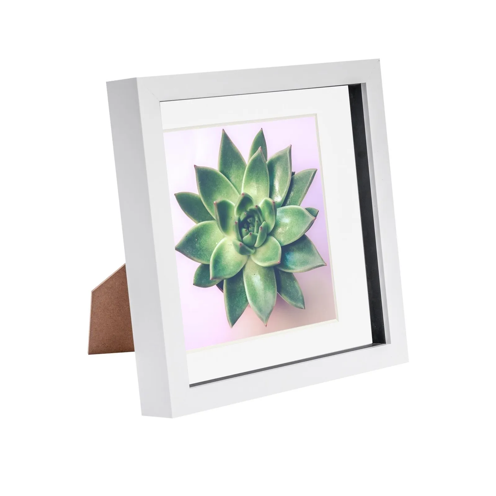 Nicola Spring 3D Box Photo Frame - 8 x 8" with 6 x 6" Mount - Grey Mount in White