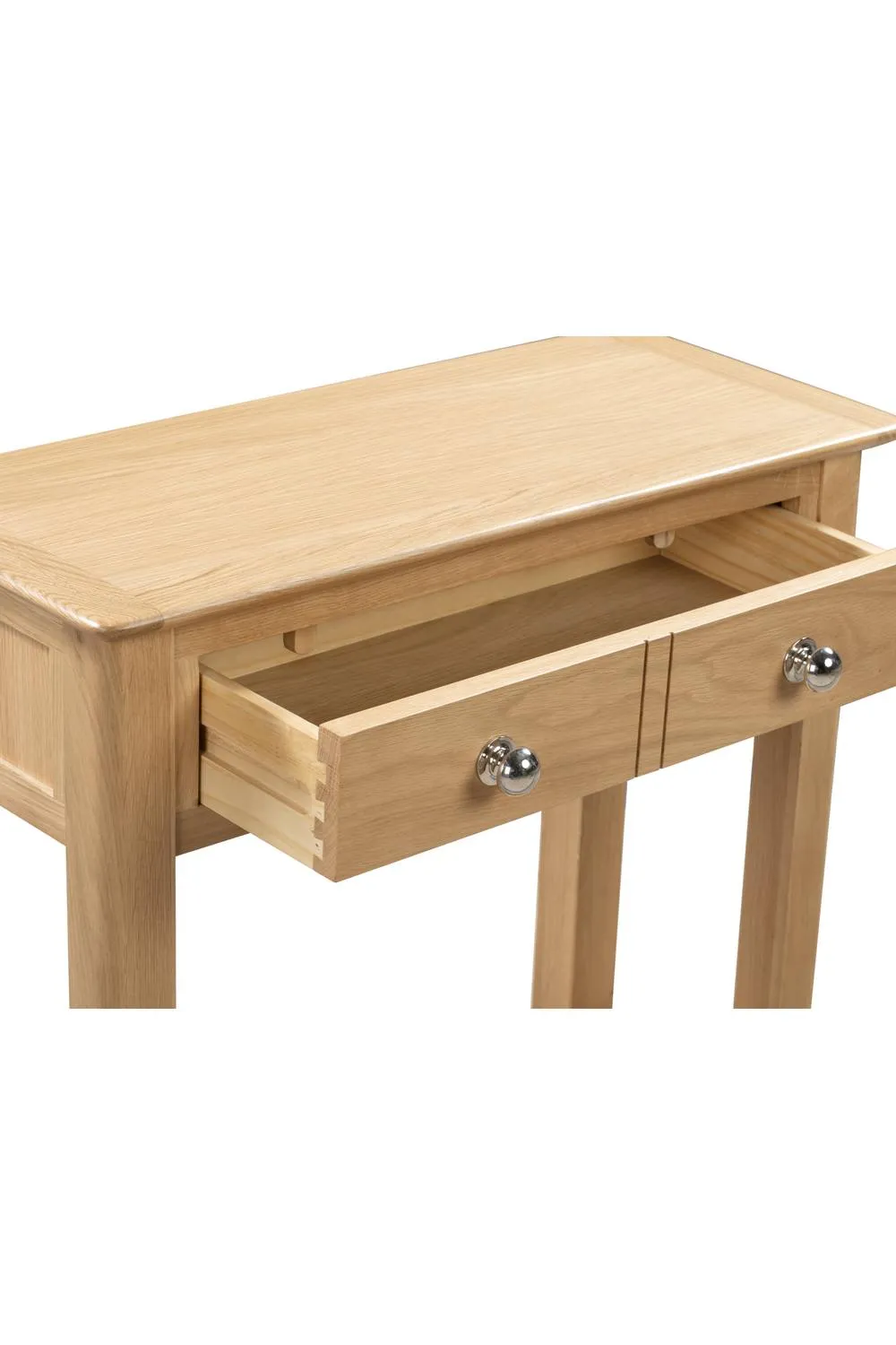 Julian Bowen Cotswold 2 Drawer Console Table with Shelf in Light Oak 6
