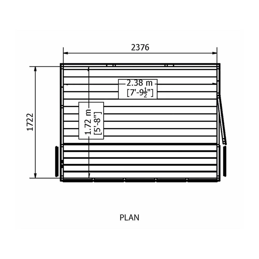 Shires Sun Pent 8x6' Single Door with 7 Windows Wooden Garden Potting Shed in Brown 5