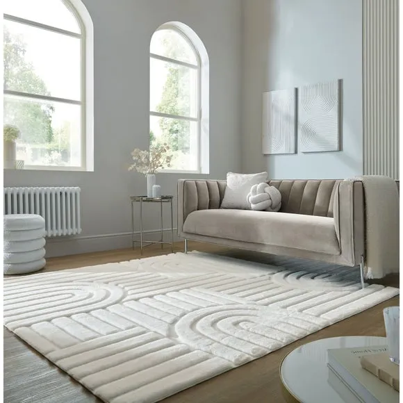 Supersoft Lush Geometric Faux Fur Arch Square Rug