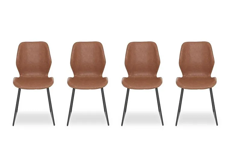 Pedro Set of 4 Faux Leather Ski Leg Dining Chairs