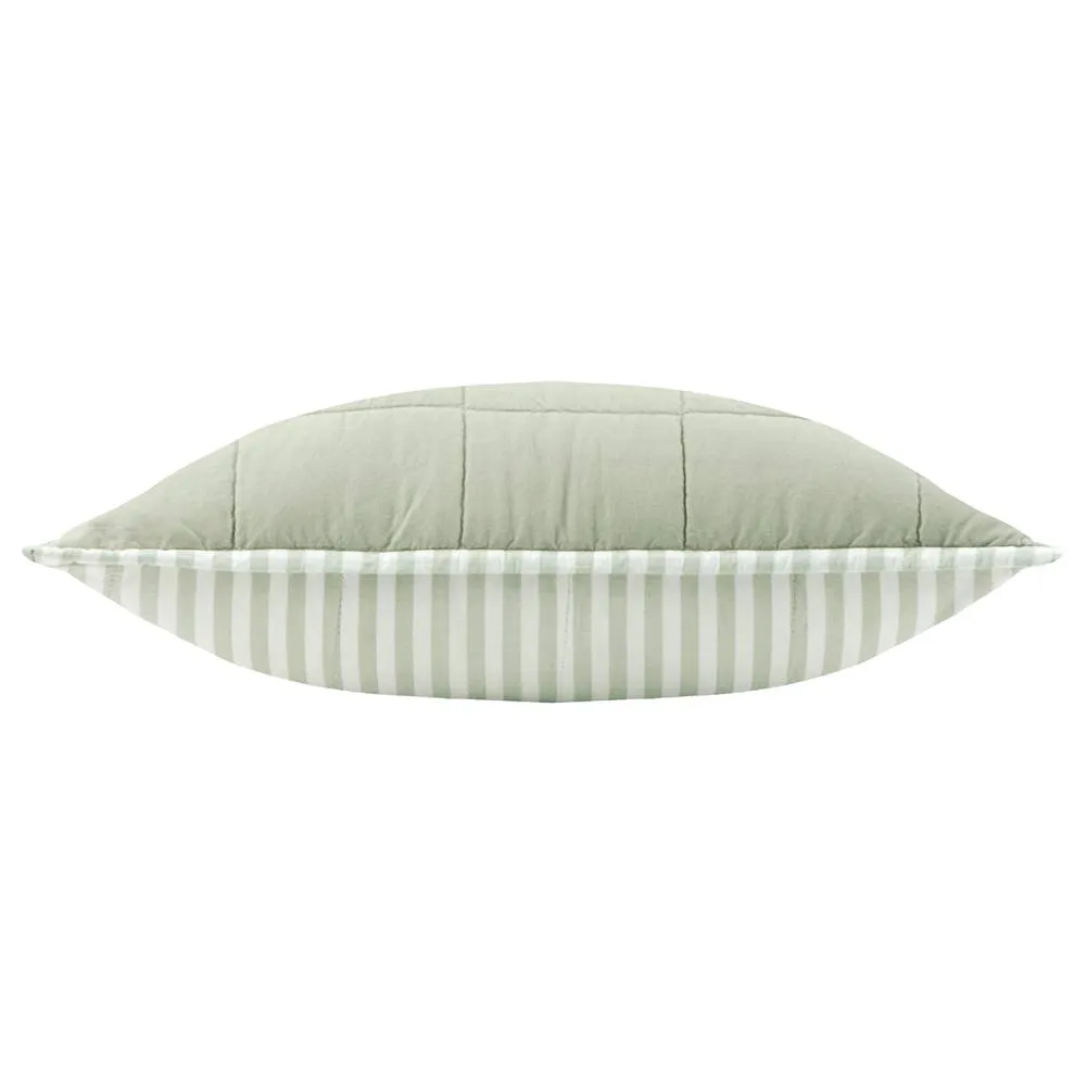 Yard Hebden Striped 100% Cotton Cushion in Pale Green 5