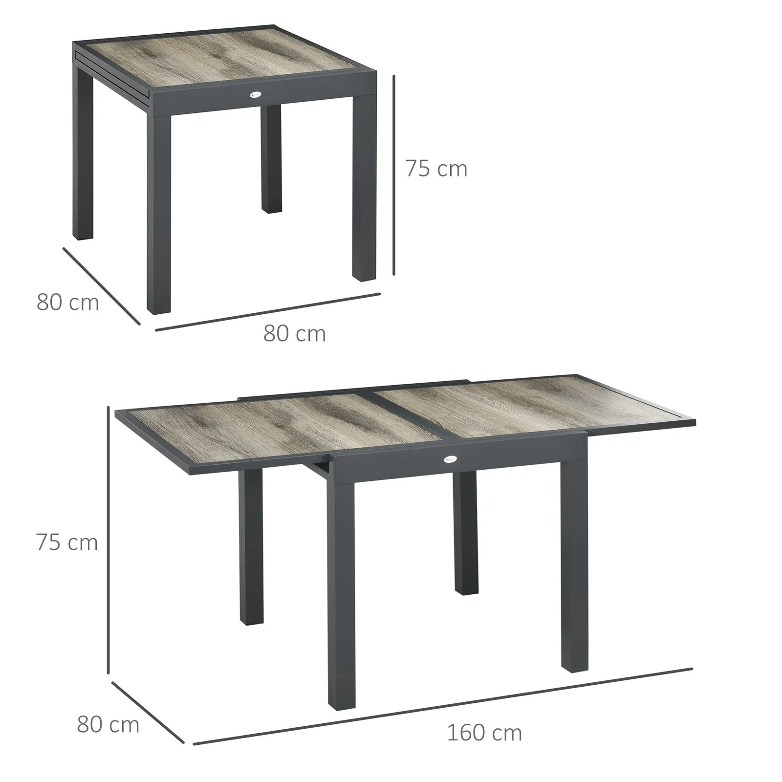 OUTSUNNY Extendable Outdoor Dining Table Aluminium Rectangle Patio Table in Beige 3