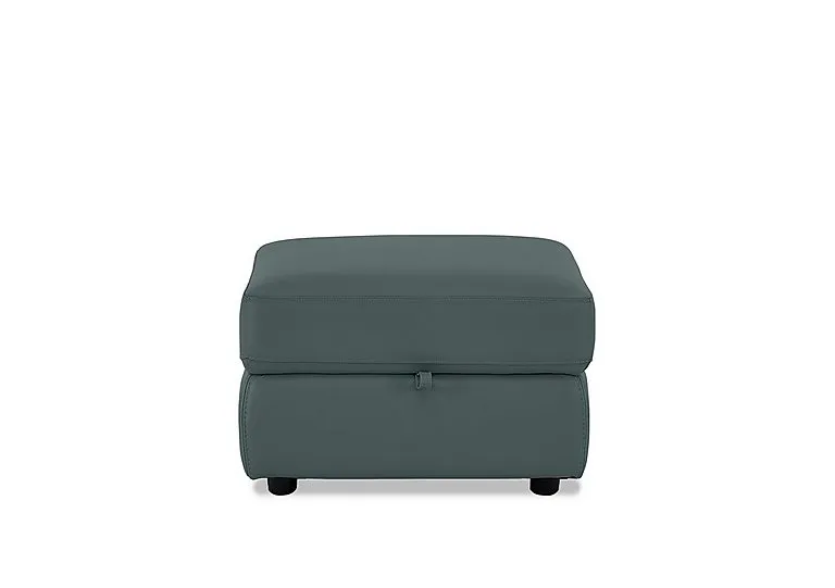 Touch Leather Storage Footstool - BV Lake Green