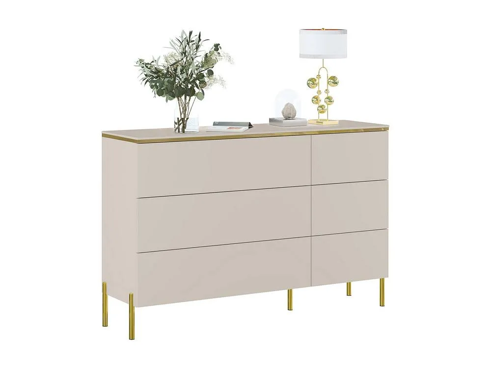 Vente-unique 6-Drawer Chest Of Drawers - Beige & Gold - VUKIA 5