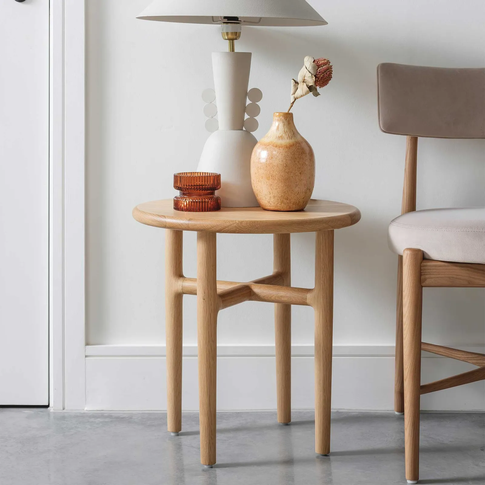 Winchester Lamp Table, Round, Neutral Oak | Barker & Stonehouse 2