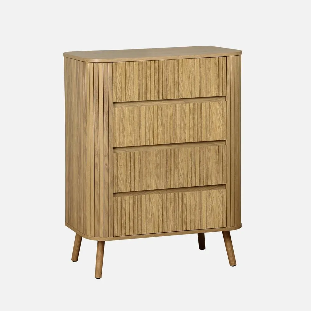 sweeek Grooved Decor Chest 4 Drawers in Light Brown 4