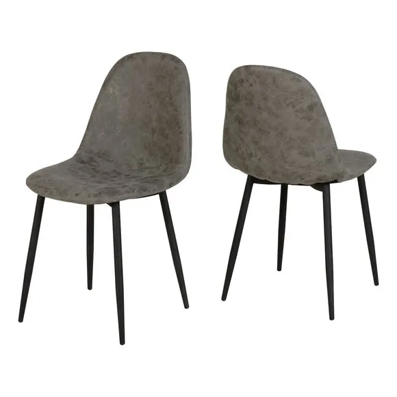 Athens 4 Seater Round Dining Table with 4 Chairs, Grey Concrete Effect 5