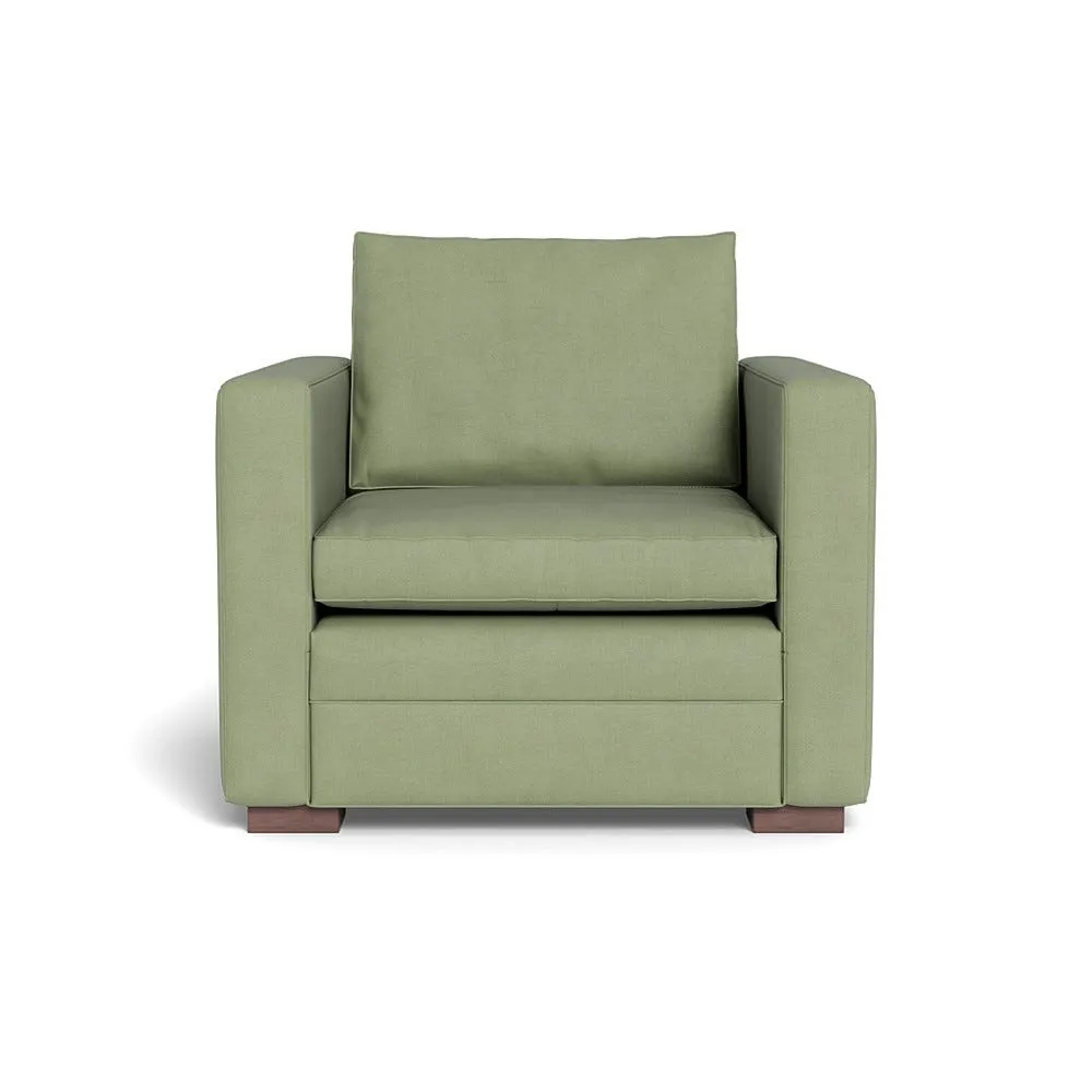 Heal's Palermo Armchair Siena Cotton Pistachio Walnut Feet