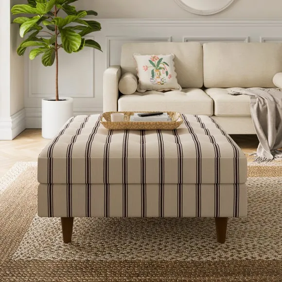 Zoe Folkstone Stripe Square Storage Footstool 1