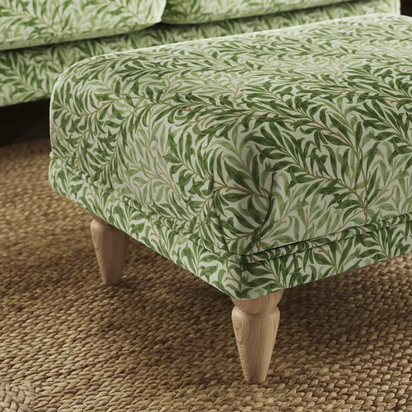 Jolene William Morris Willow Bough Print Velvet Footstool 3