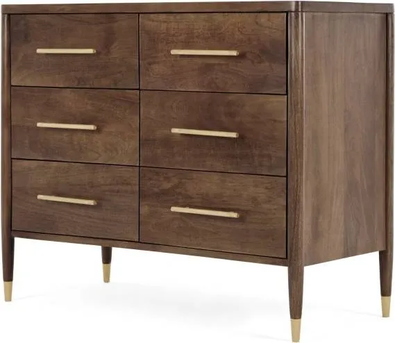 Hix Wide Chest of Drawers, Mango & Brass