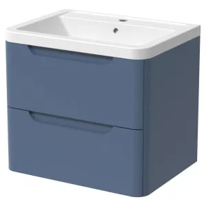 Wickes Malmo Misty Blue Wall Hung J Pull Vanity Unit & Basin - 600mm