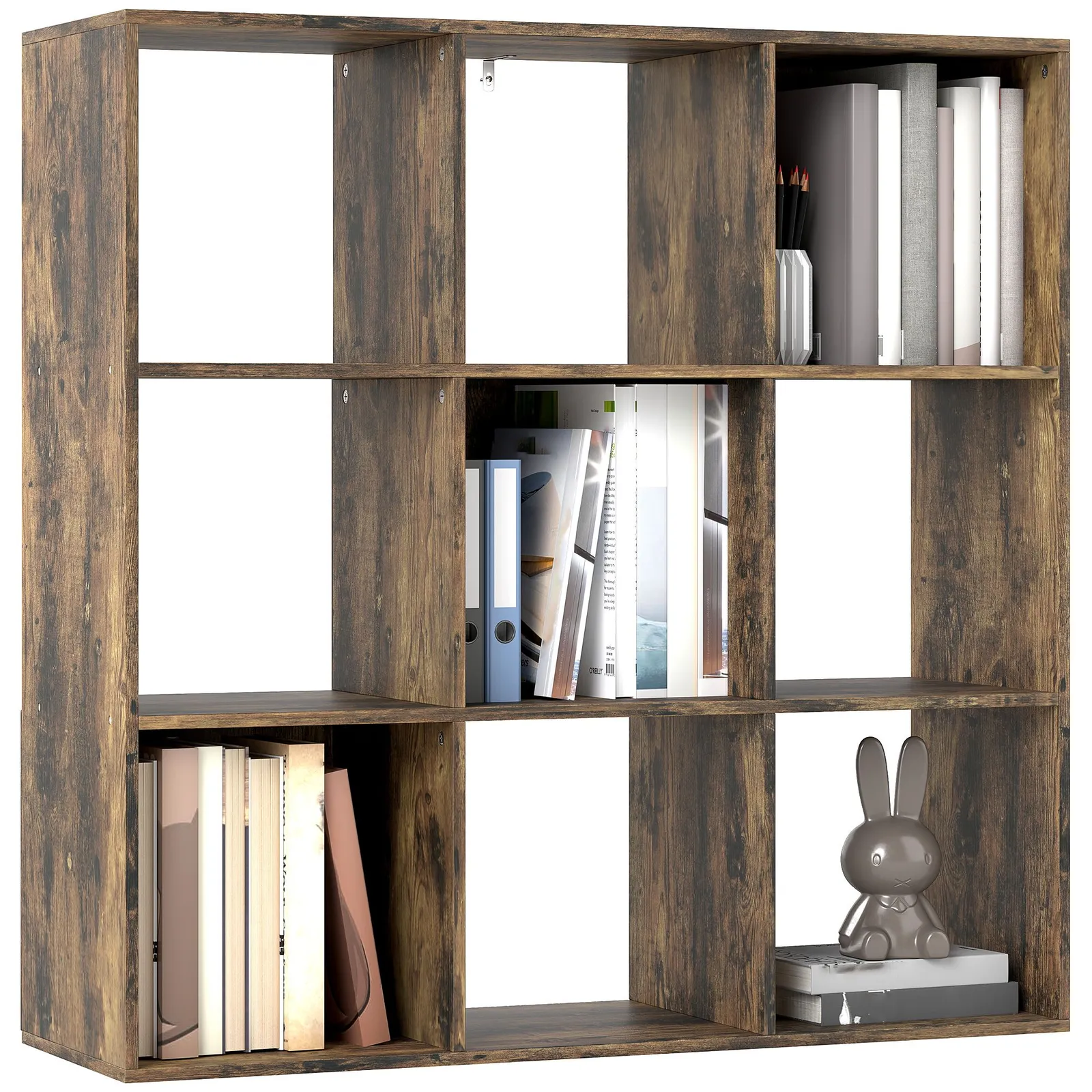HOMCOM 9 Cube Storage Unit Cabinet Bookcase Display Shelves in Brown 2